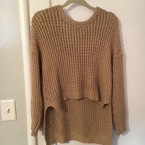 Brown High-Low Knitted Sweater